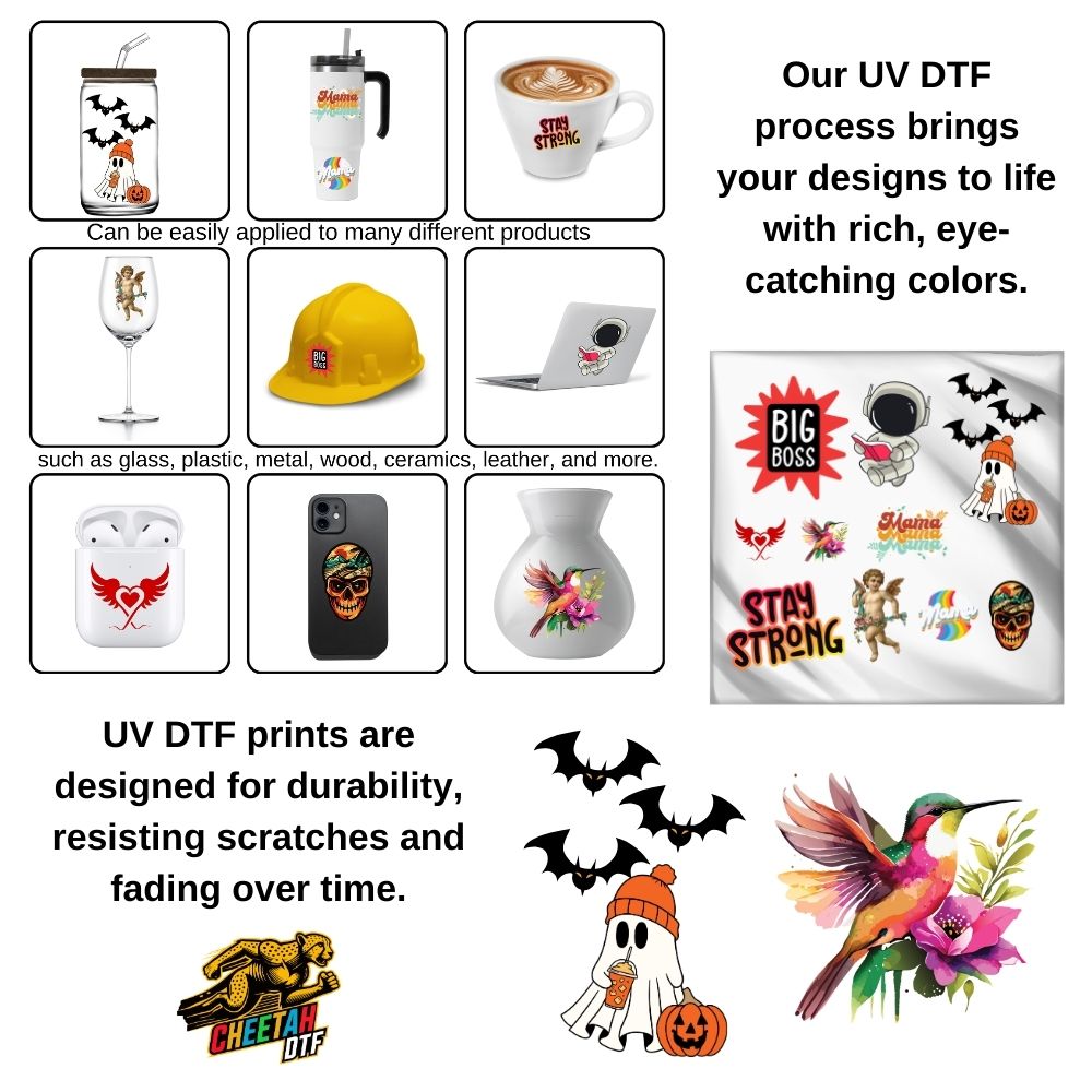 UV DTF Sticker Transfers by Size